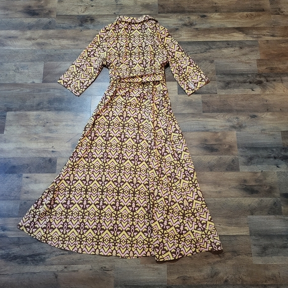 Ador Vintage Print Stretch Wrap Maxi Dress Size Small - Picture 9 of 12